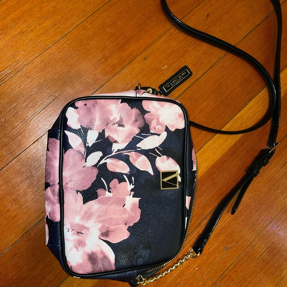 Victoria’s Secret Floral Crossbody Bag Pink Navy Chain Strap